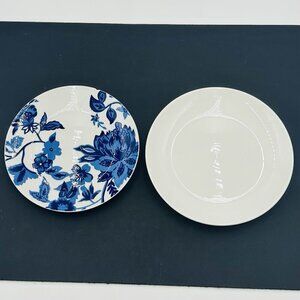 Royal Norfolk Blue White Floral Cobalt 7.5" Salad Plate Solid White Accent Plate